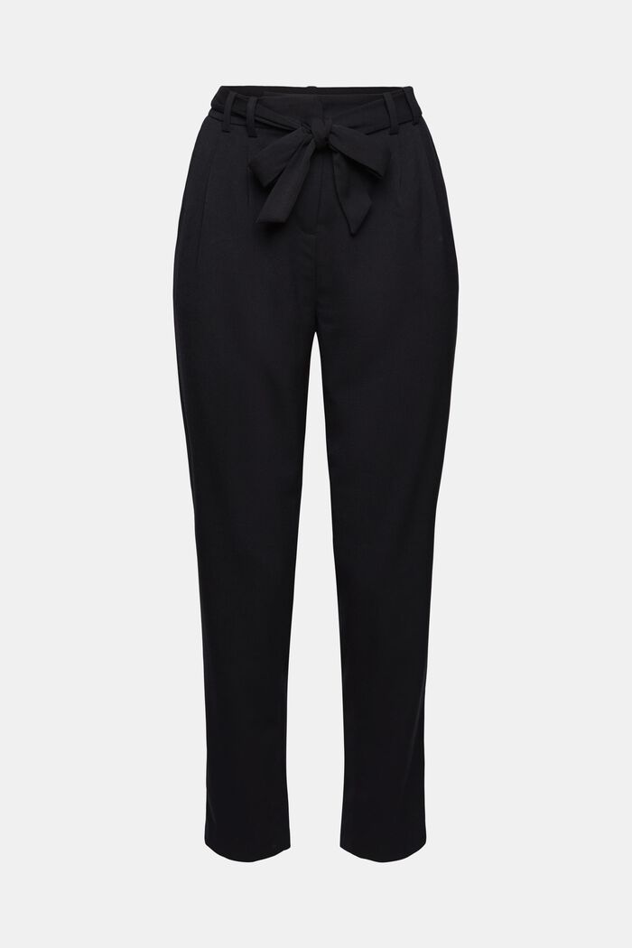 Pantaloni chino a vita alta con cintura, BLACK, detail image number 2