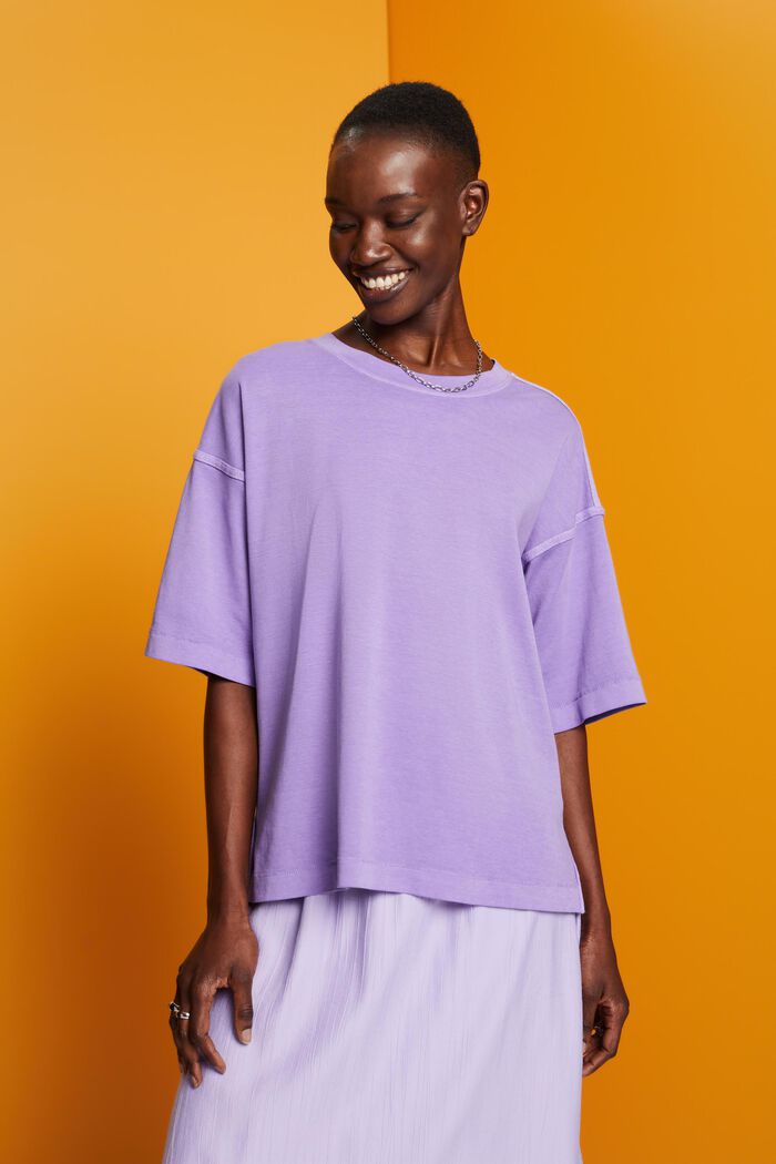 T-shirt in cotone oversize, PURPLE, detail image number 0