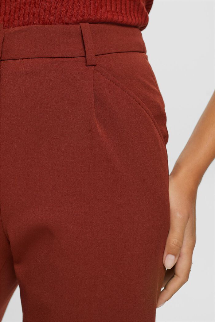 Pantaloni culotte a vita alta con pieghe in vita, RUST BROWN, detail image number 2