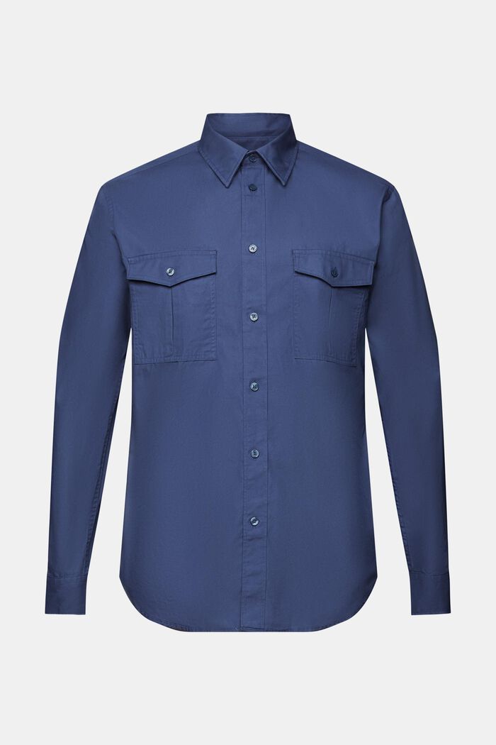 Camicia utility in cotone, GREY BLUE, detail image number 6