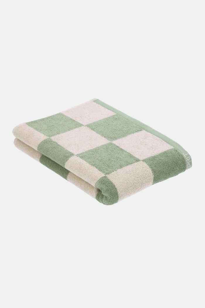 Asciugamano con motivo a scacchi, 100% cotone, SOFT GREEN, detail image number 1