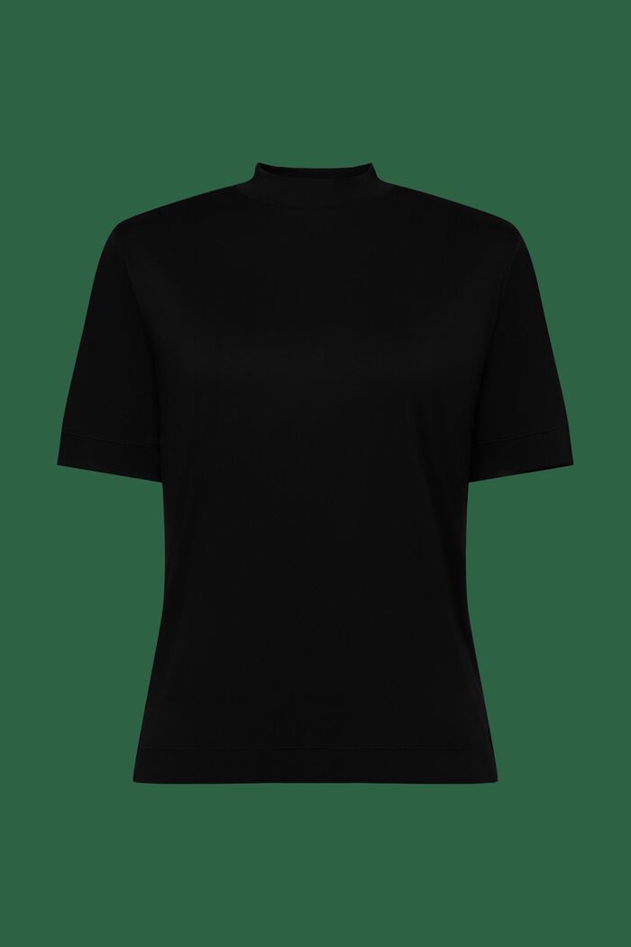 T-shirt in jersey con collo a lupetto, BLACK, detail image number 5
