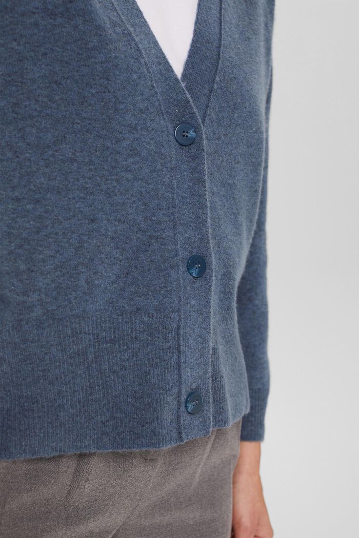 Con lana di lama: cardigan con scollo a V, PETROL BLUE, detail image number 2