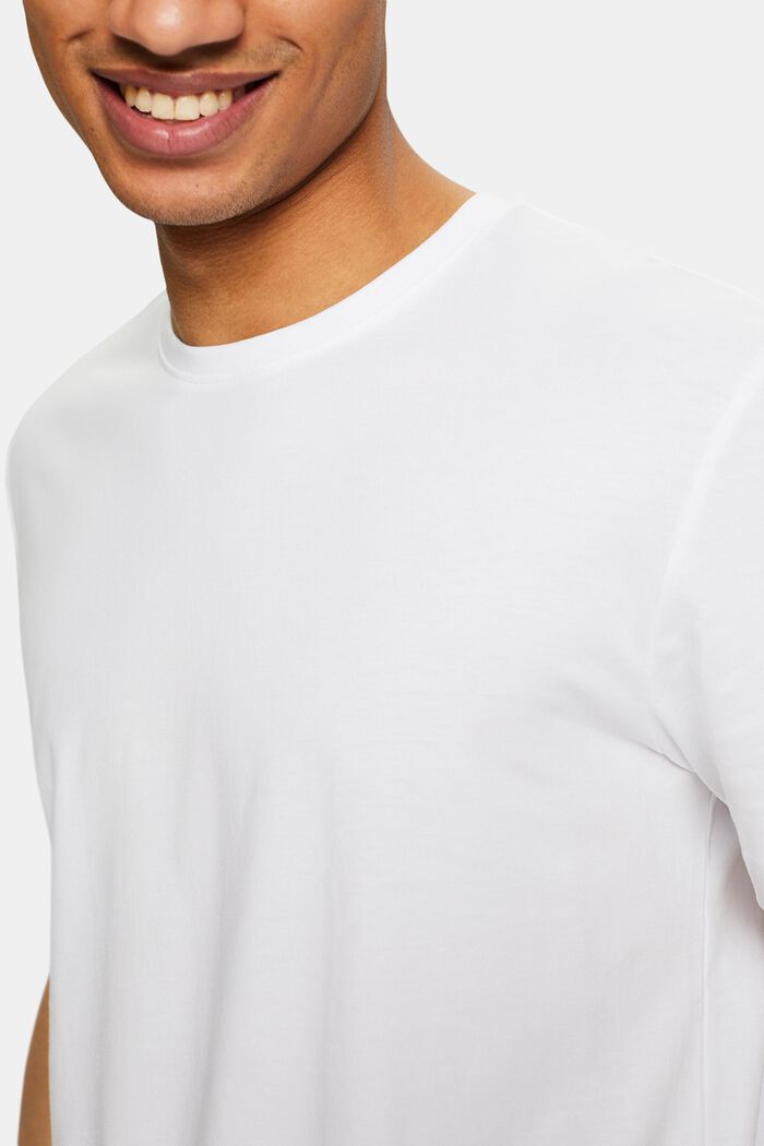 T-shirt girocollo in jersey di cotone Pima, WHITE, detail image number 3