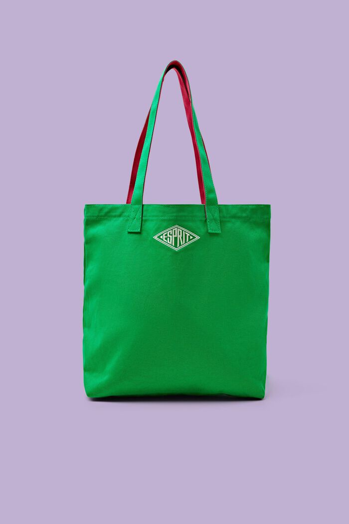 Tote Bag in cotone con logo, GREEN, detail image number 0