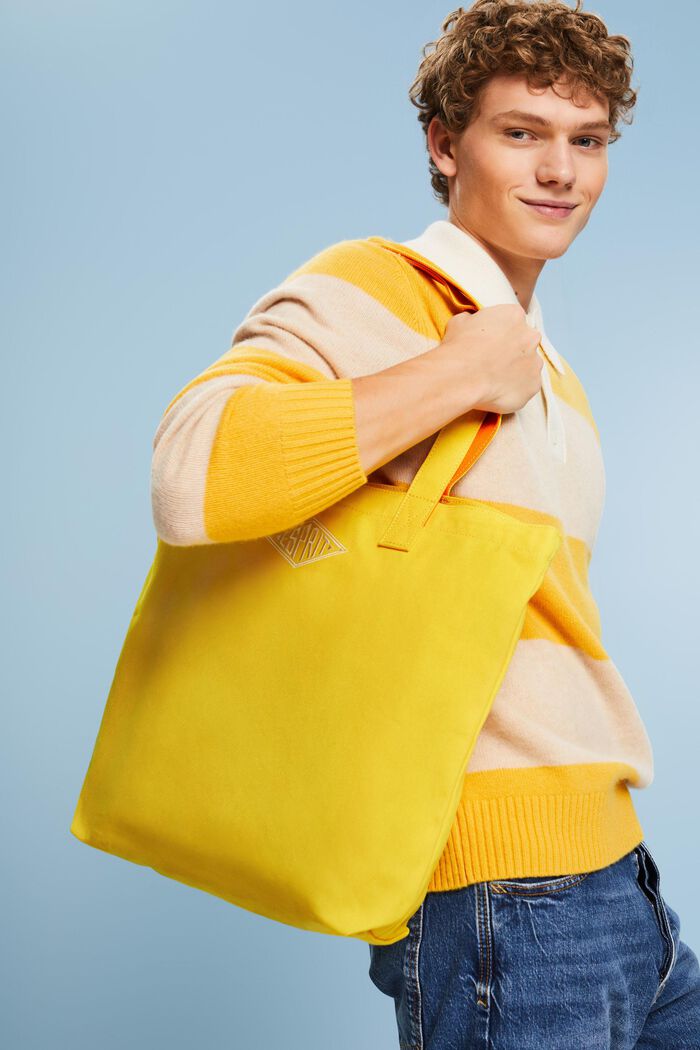 Tote Bag in cotone con logo, YELLOW, detail image number 5