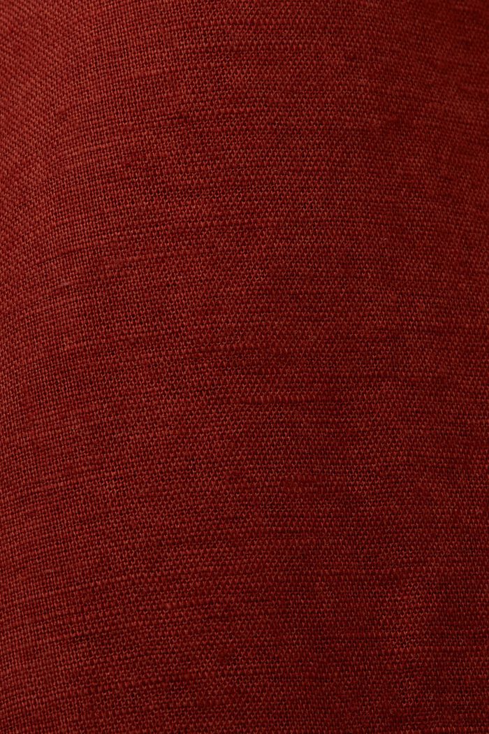 CURVY Abito camicia con cintura, misto lino e cotone, TERRACOTTA, detail image number 4