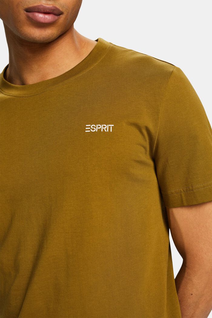T-shirt in jersey di cotone con logo, OLIVE, detail image number 3