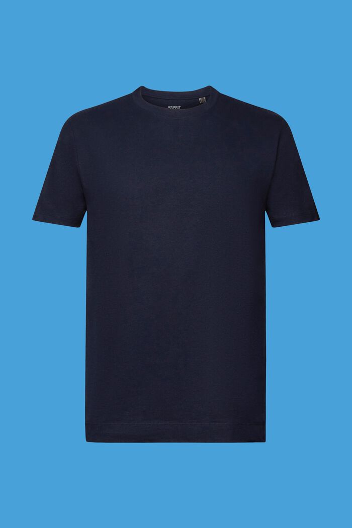 T-shirt in misto cotone e lino, NAVY, detail image number 6