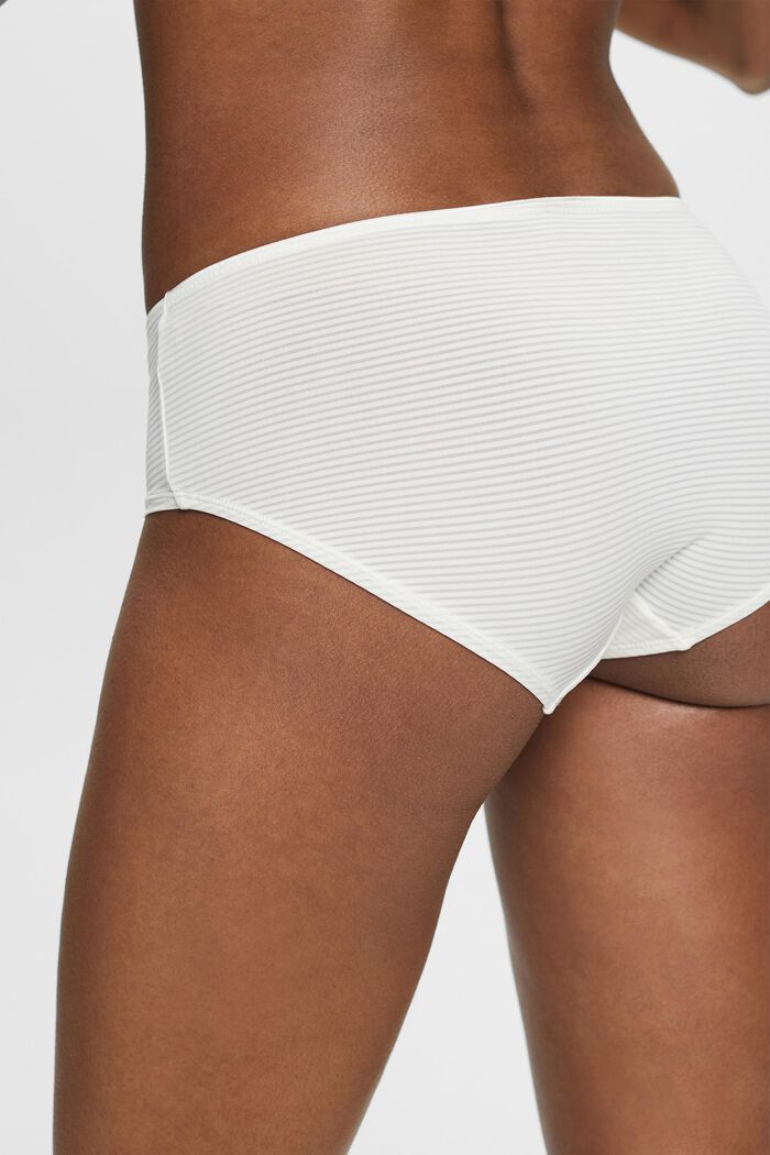 Shorts a righe in microfibra, OFF WHITE, detail image number 3