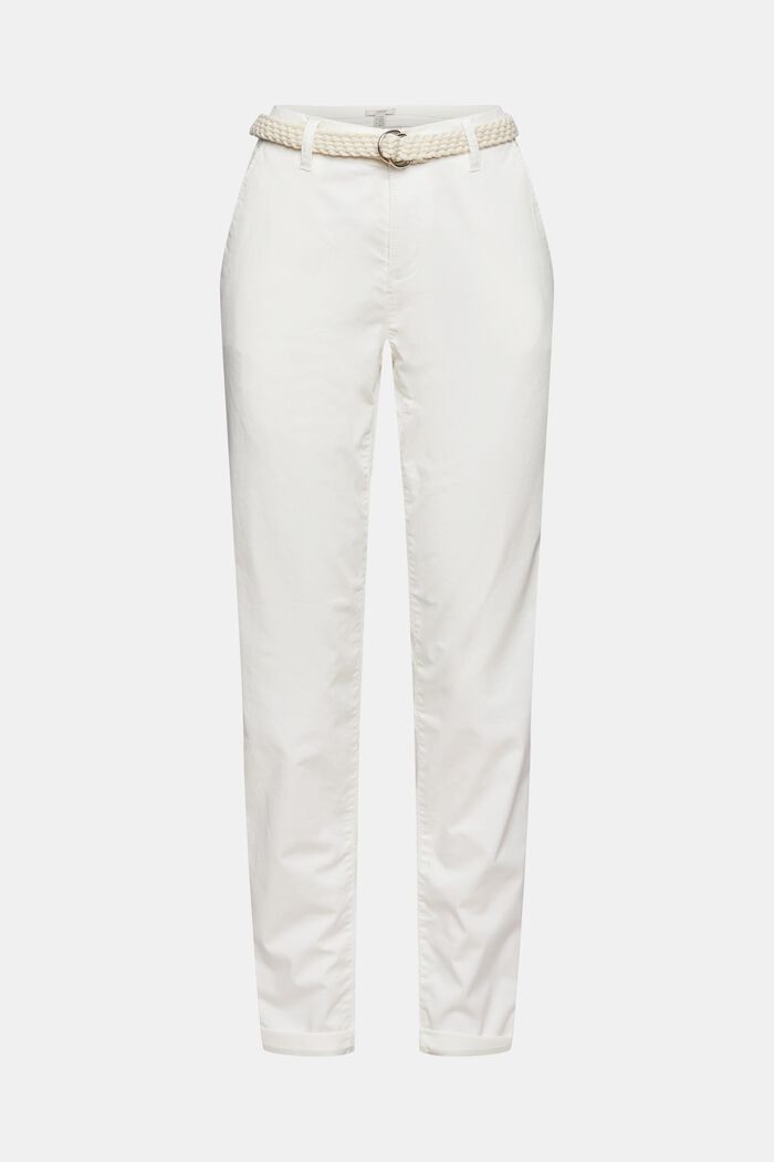 Pantaloni chino con cintura intrecciata, WHITE, detail image number 2
