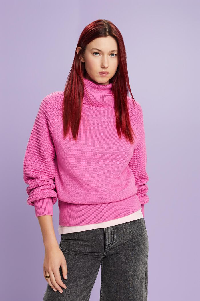 Pullover dolcevita in cotone, PINK FUCHSIA, detail image number 2