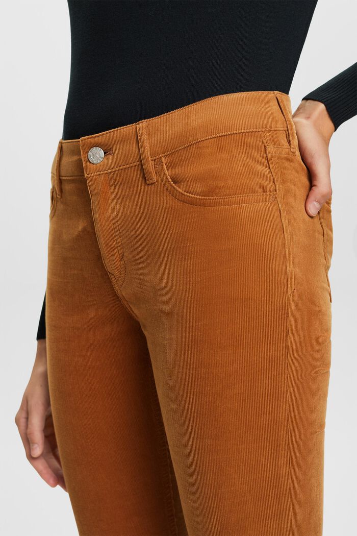 Pantaloni slim in velluto a vita media, CARAMEL, detail image number 2