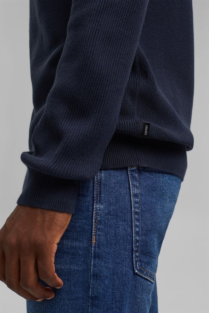 Pullover in maglia a coste di 100% cotone, NAVY, detail image number 6