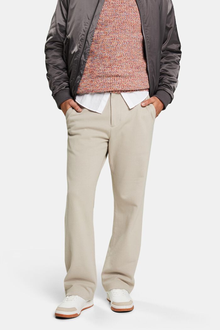 Pantaloni a maglia in jersey piqué, BEIGE, detail image number 0