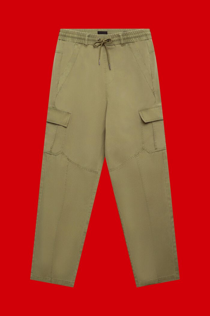 Pantaloni cargo in cotone stile jogger con gamba affusolata, OLIVE, detail image number 6