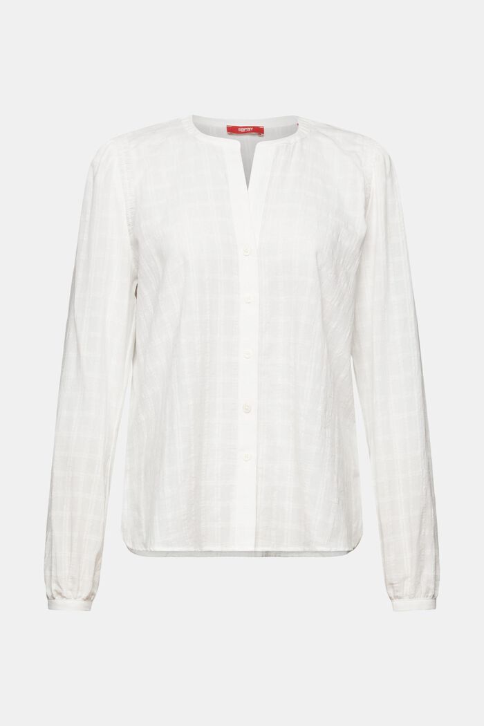Blusa strutturata in cotone, OFF WHITE, detail image number 6