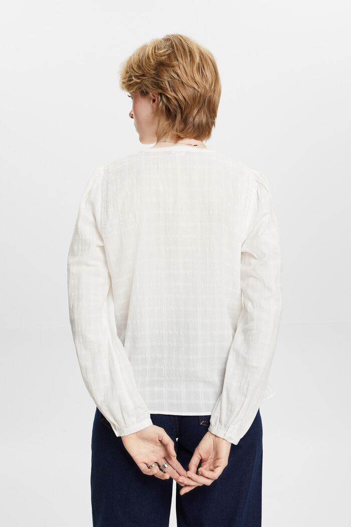 Blusa strutturata in cotone, OFF WHITE, detail image number 4