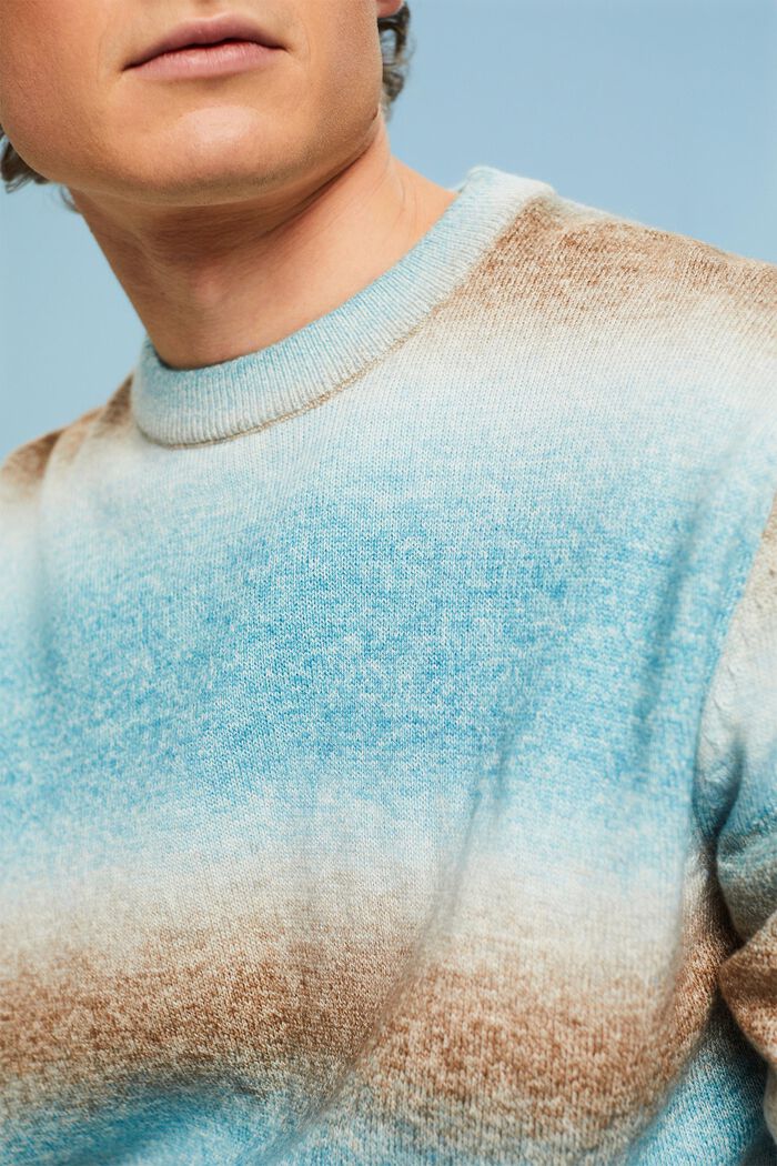 Pullover a girocollo con righe sfumate, DARK TURQUOISE, detail image number 3