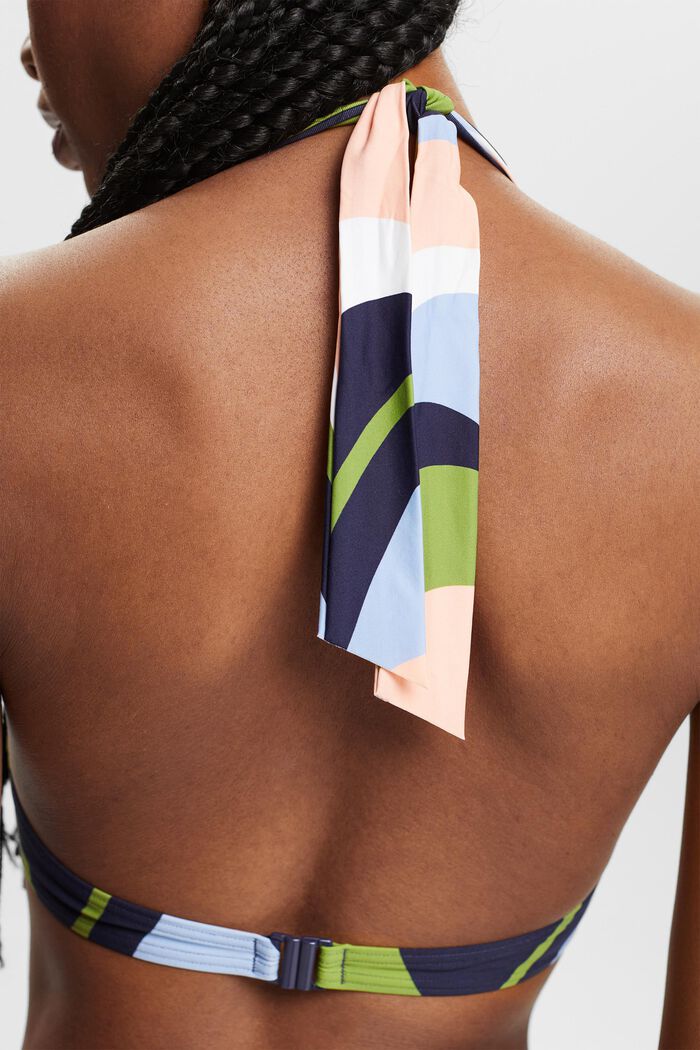 Top da bikini allacciato al collo con stampa, NAVY COLORWAY, detail image number 1