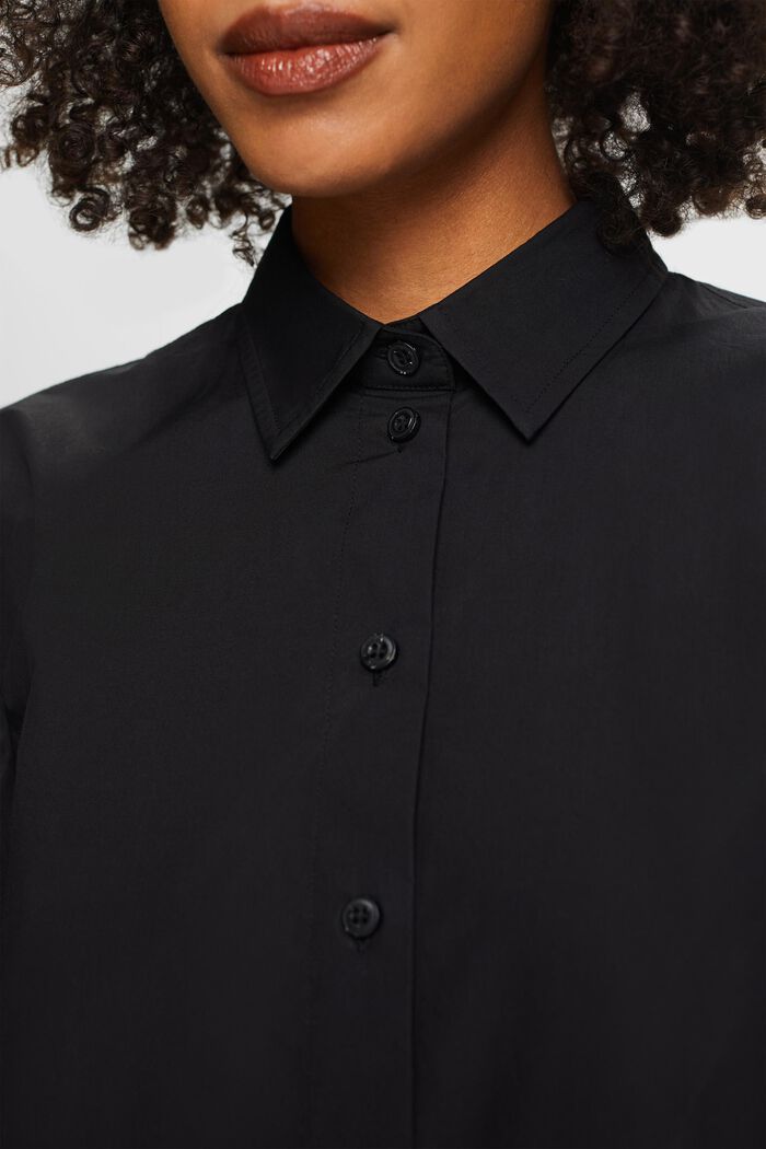 Blusa cropped in popeline, BLACK, detail image number 3