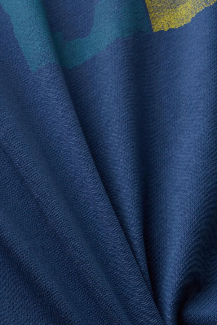 Top a maniche lunghe con stampa sul petto, PETROL BLUE, detail image number 5
