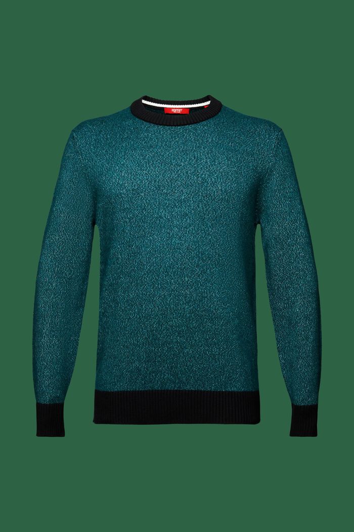 Pullover girocollo in misto lana, EMERALD GREEN, detail image number 5