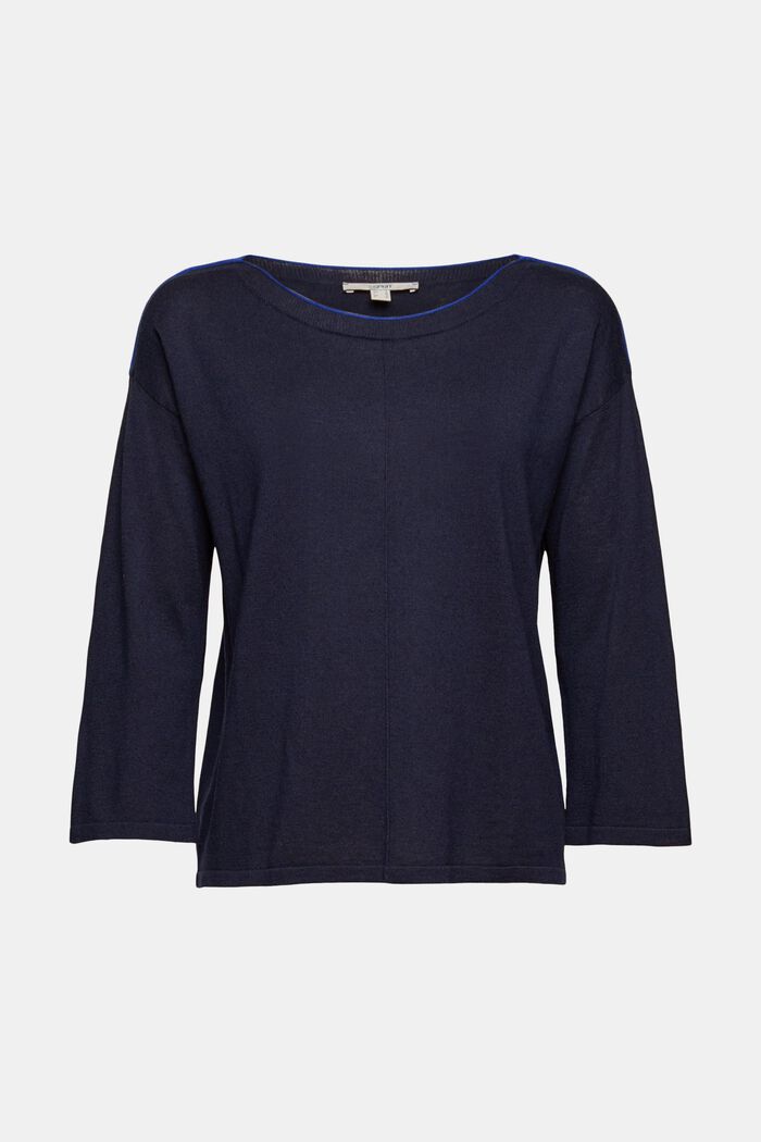 Pullover in maglia con lino, NAVY, detail image number 2