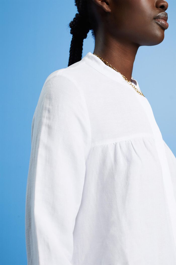 Blusa in misto lino, WHITE, detail image number 2