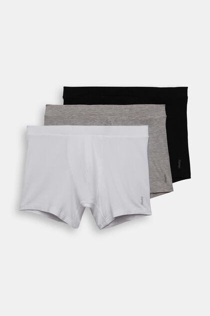Shorts da uomo lunghi in misto cotone elasticizzato, confezione multipla, WHITE, overview