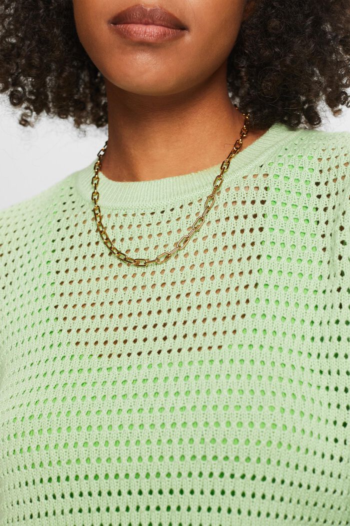 Pullover in mesh a manica corta, LIGHT GREEN, detail image number 3