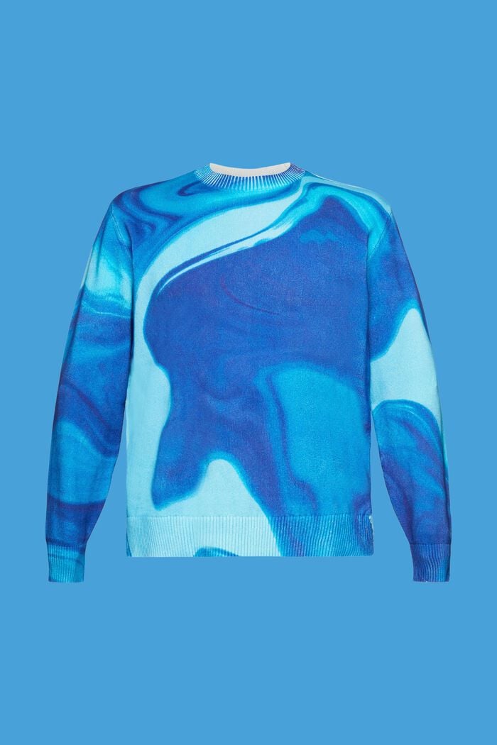Pullover in cotone intessuto con motivo allover, BLUE, detail image number 6