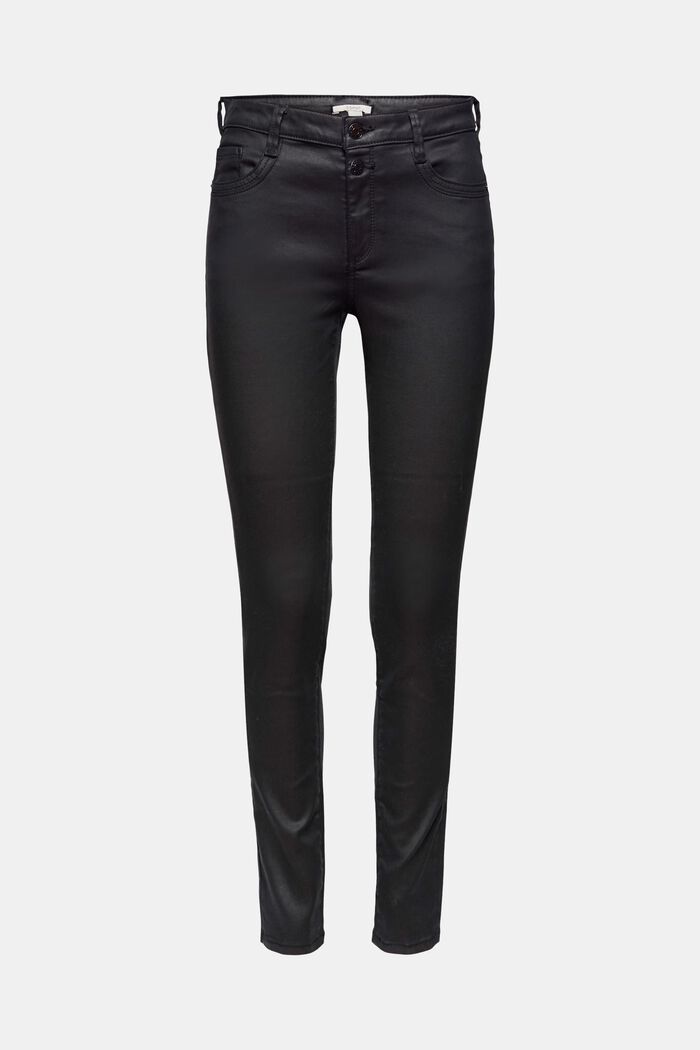 Pantaloni elasticizzati rivestiti con doppio bottone, BLACK, detail image number 5