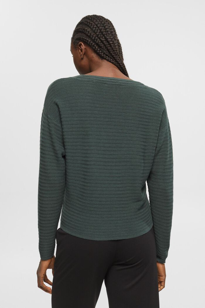 Maglione in maglia mista a righe, DARK TEAL GREEN, detail image number 3