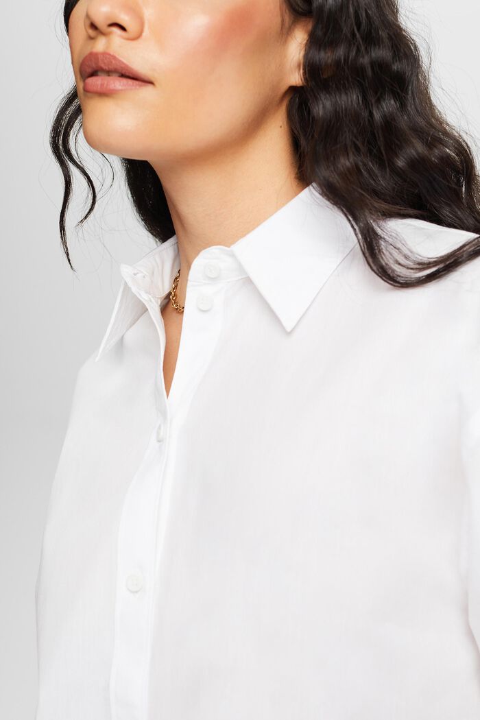 Camicia blusata in popeline, 100% cotone, WHITE, detail image number 3