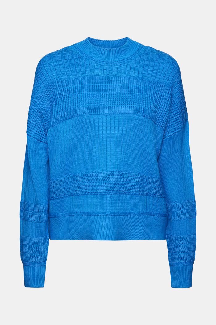 Pullover in maglia a motivi misti, BLUE, detail image number 7