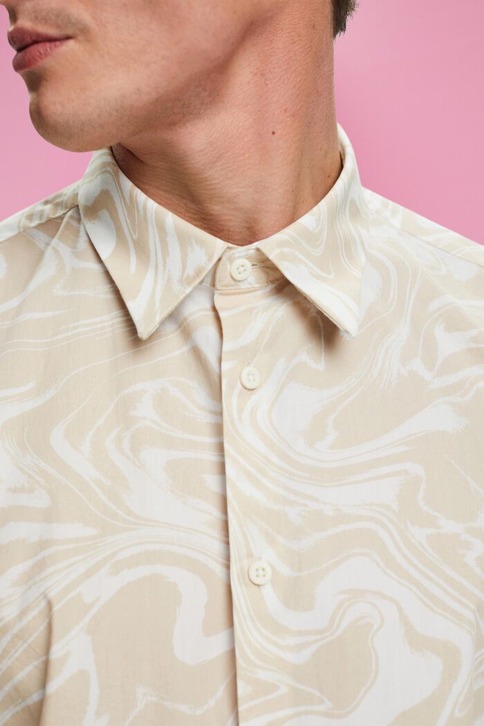 Camicia con stampa rétro ondulata, OFF WHITE, detail image number 2