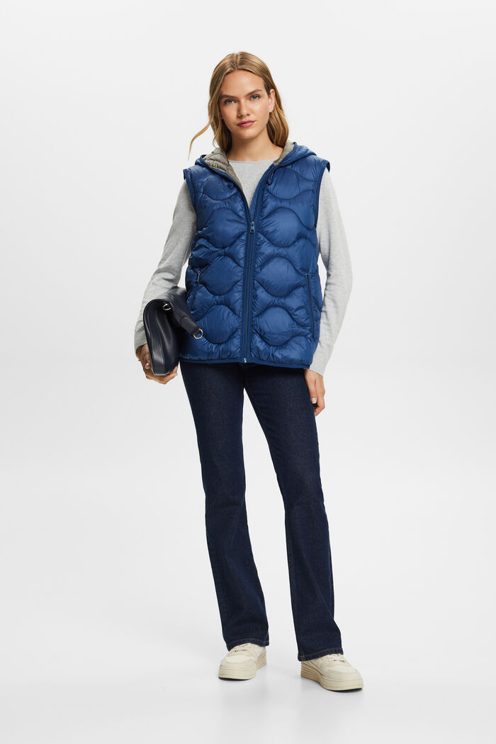 Riciclato: giacca trapuntata trasformabile con cappuccio, GREY BLUE, detail image number 1