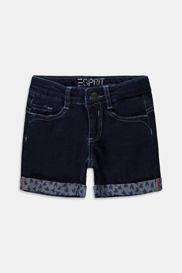 In materiale riciclato: shorts in denim con cintura regolabile, BLUE DARK WASHED, detail image number 0