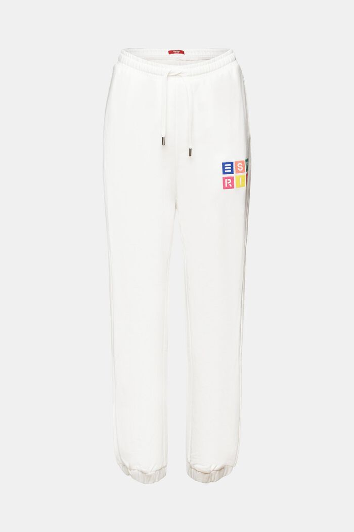Pantaloni sportivi con logo ricamato in cotone biologico, OFF WHITE, detail image number 8