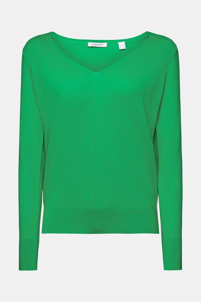 Pullover in cotone con scollo a V, GREEN, detail image number 6
