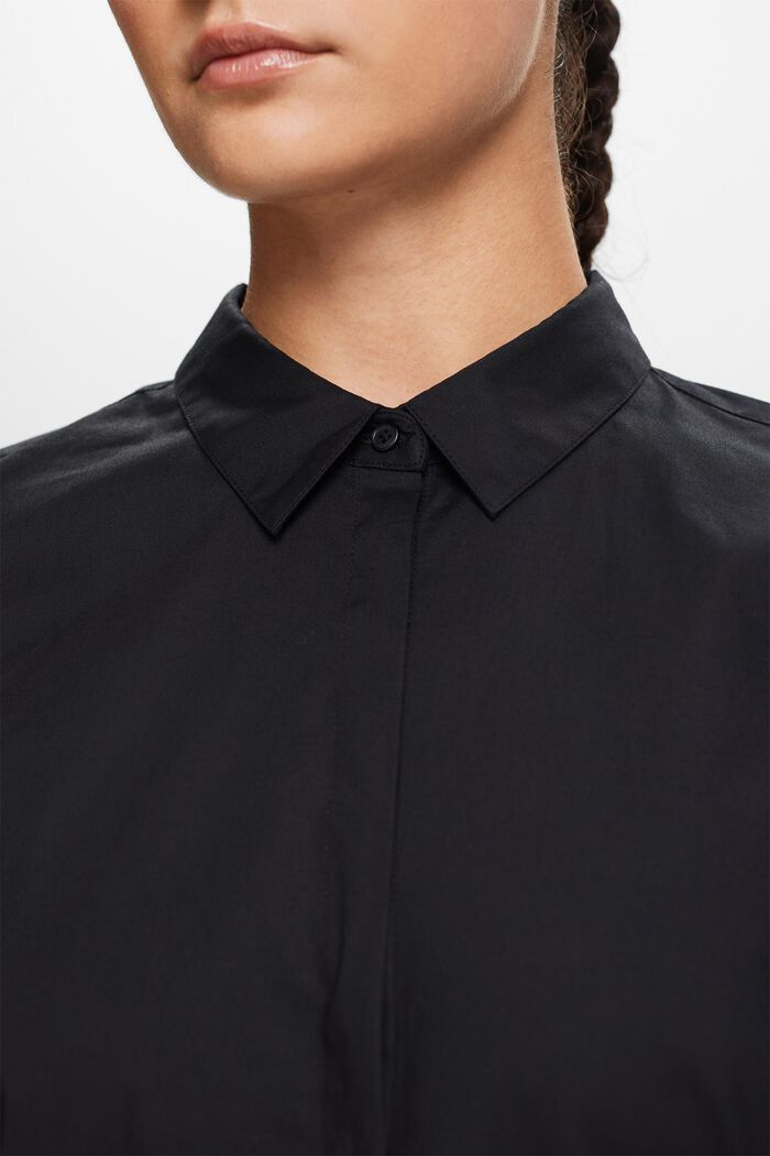 Camicia in popeline a maniche lunghe, BLACK, detail image number 1