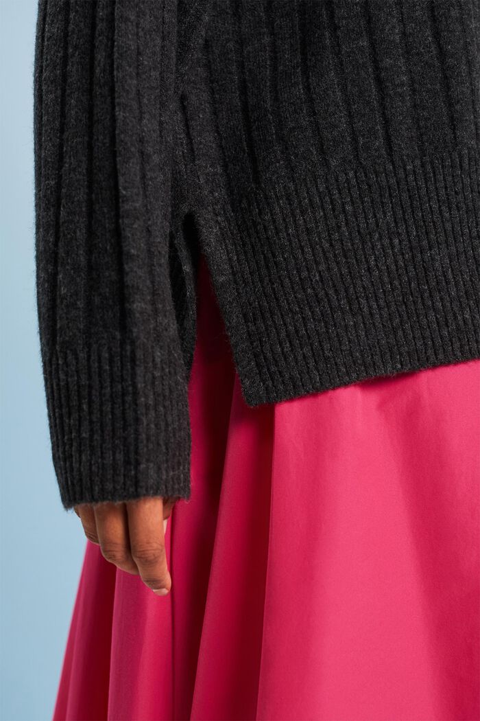 Pullover in maglia a coste piatte, ANTHRACITE, detail image number 3