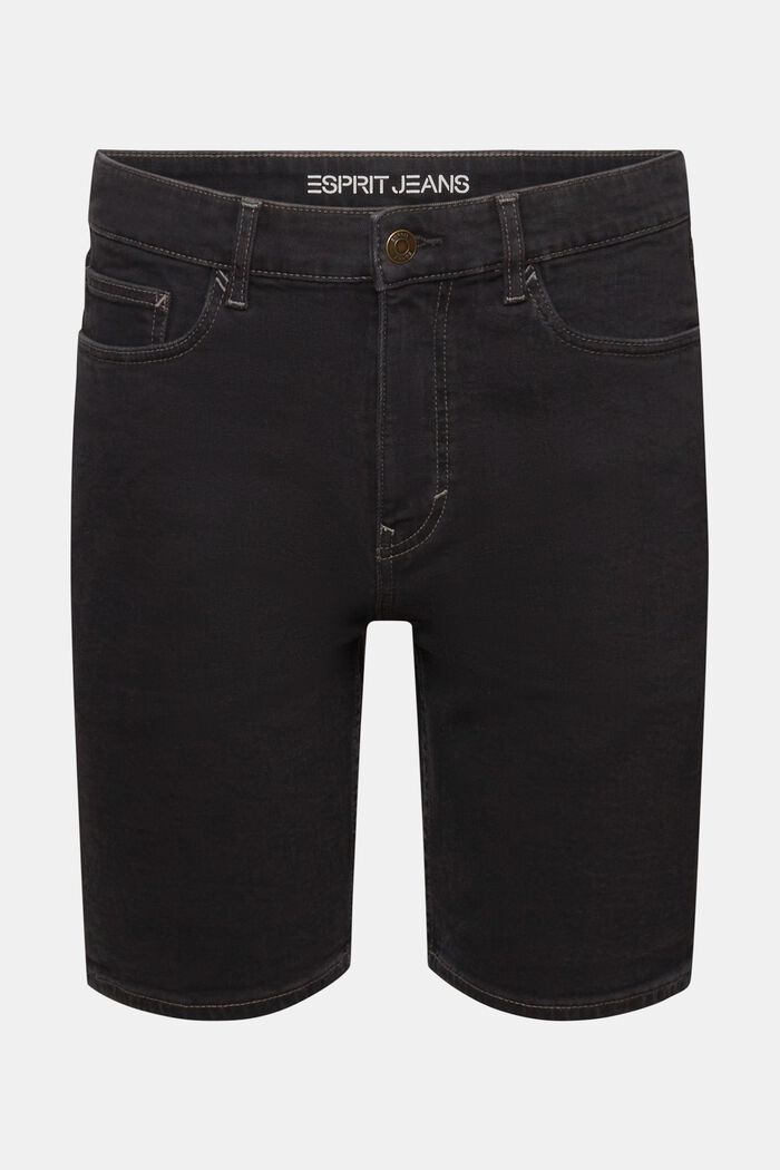 Pantaloncini di jeans straight fit, BLACK DARK WASHED, detail image number 7
