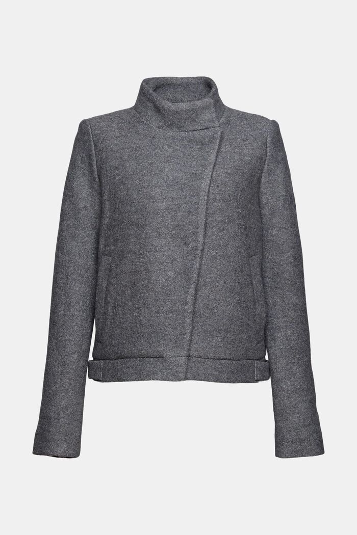 In misto lana: giacca bouclé con colletto alto, GUNMETAL, detail image number 5
