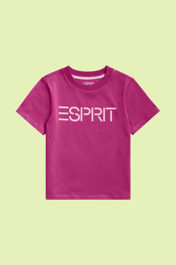 T-shirt con logo in cotone biologico, PINK FUCHSIA, detail image number 0
