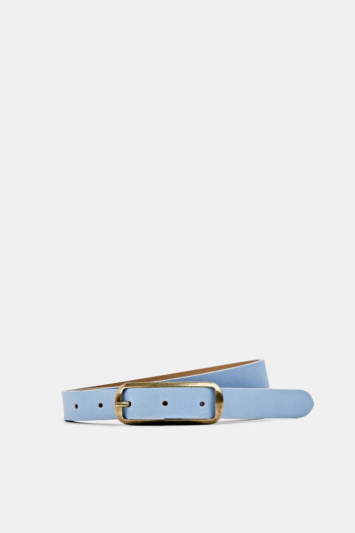 Cintura in pelle con fibbia rettangolare, LIGHT BLUE, detail image number 0