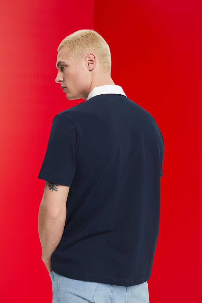 Polo in cotone piqué, NAVY, detail image number 3
