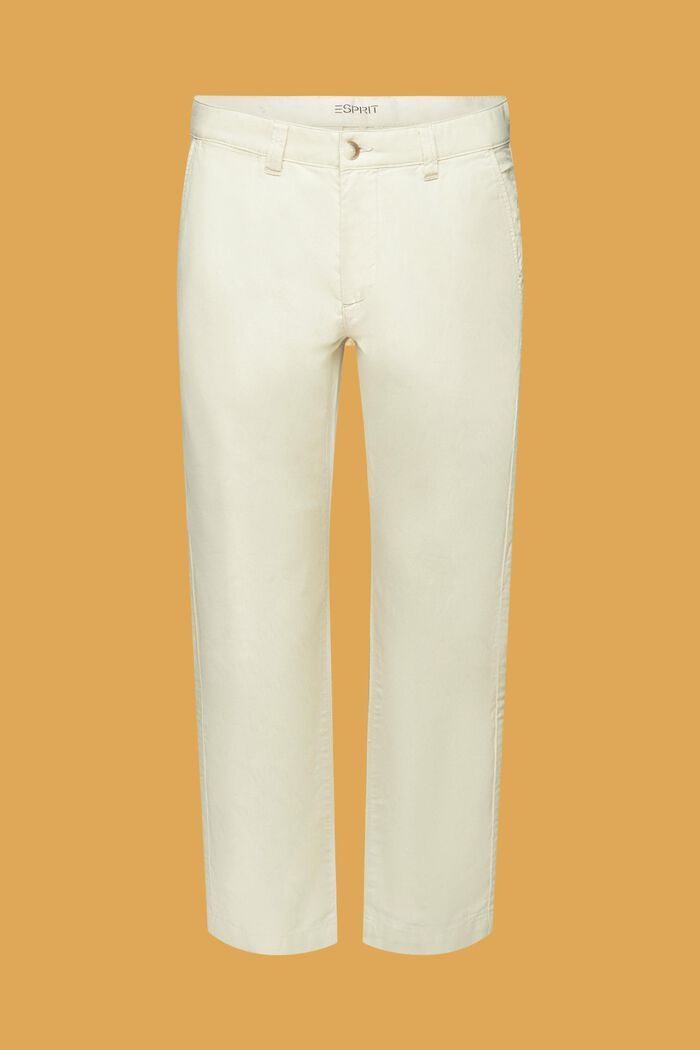 Pantaloni in misto cotone e lino, CREAM BEIGE, detail image number 6