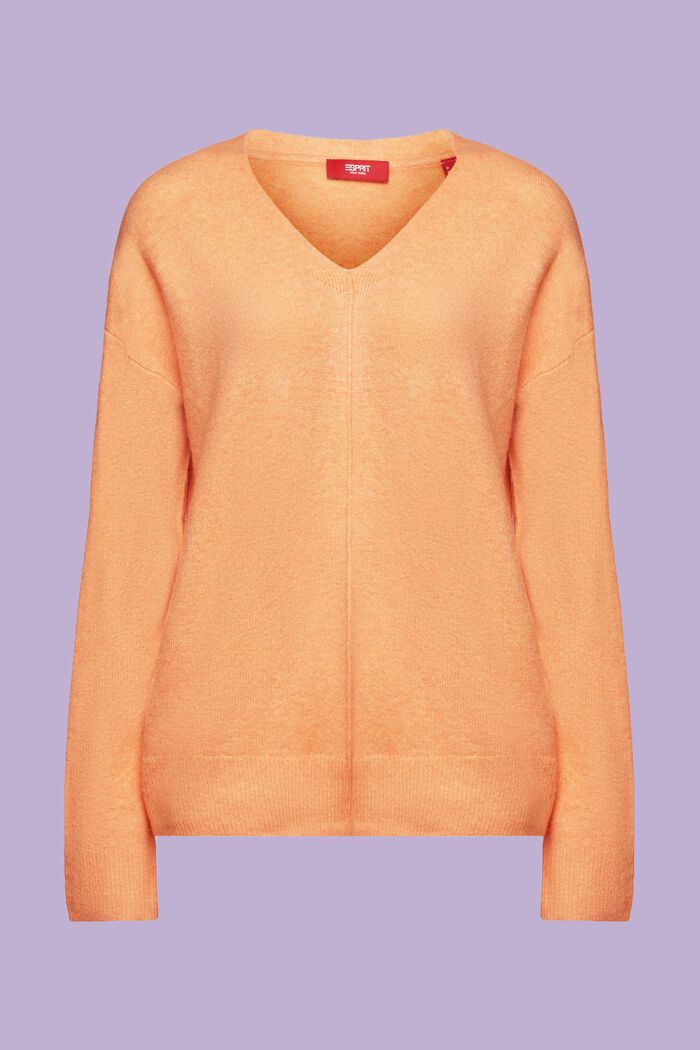 Pullover a V in misto lana, PEACH, detail image number 5